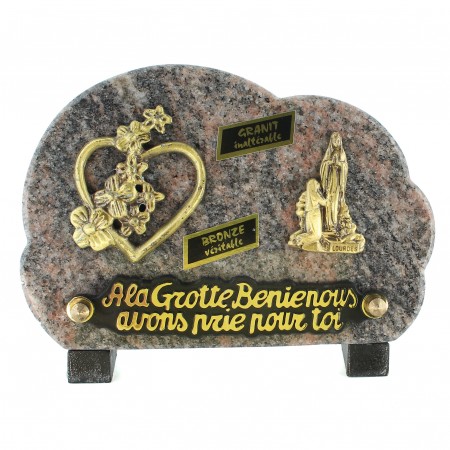 18x14cm Funerary plaque of the Apparition in bronze and granite