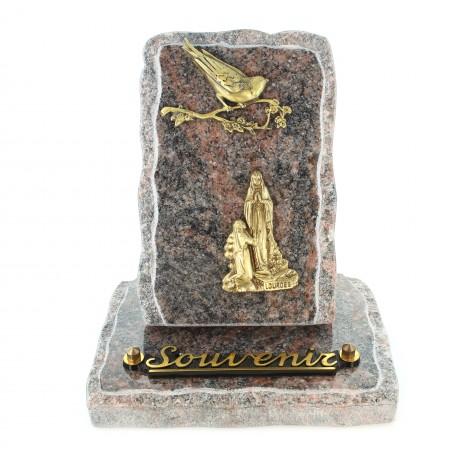 Plaque funéraire sur socle en granit avec Apparition 18x18cm