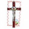 Croce di San Michele in metallo e sfondo rosso