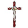 Croix de Saint Michel en métal et fond rouge 10x18cm