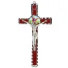 Cross of Saint Michael in metal and red background