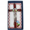 Cross of Saint Michael in metal and red background