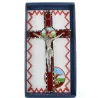 Cross of Saint Michael in metal and red background