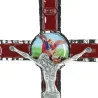Cross of Saint Michael in metal and red background