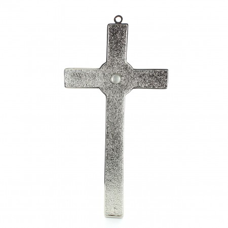 Croix Marie qui Défait les Noeuds en métal et fond blanc 10x18cm