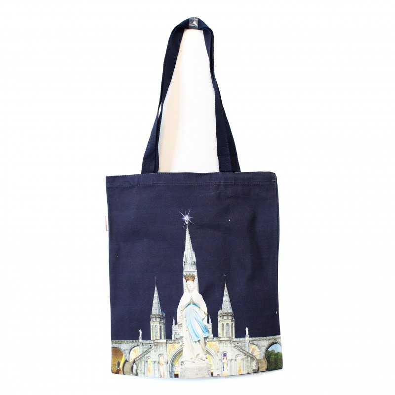 Blue cloth bag from the Basilica and Palais du Rosaire logo