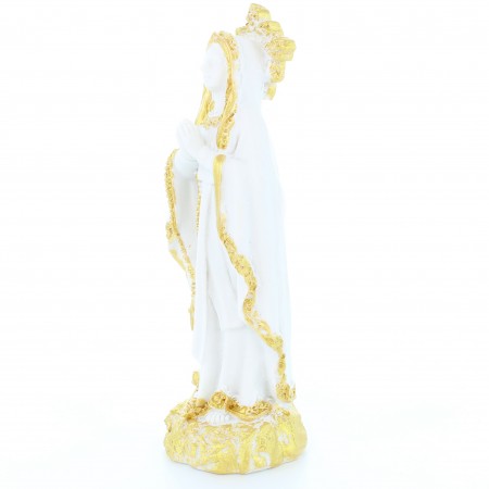 Statua di Nostra Signora di Lourdes da 12 cm in glitter bianco e oro