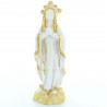Statue de Notre Dame de Lourdes blanche à paillettes dorées de 12cm