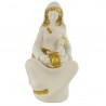 Statue de la Vierge à l'enfant blanche et doré pailleté de 13cm