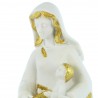 Statue de la Vierge à l'enfant blanche et doré pailleté de 13cm