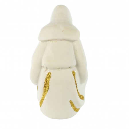 Statue de la Vierge à l'enfant blanche et doré pailleté de 13cm