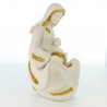 Statue de la Vierge à l'enfant blanche et doré pailleté de 13cm