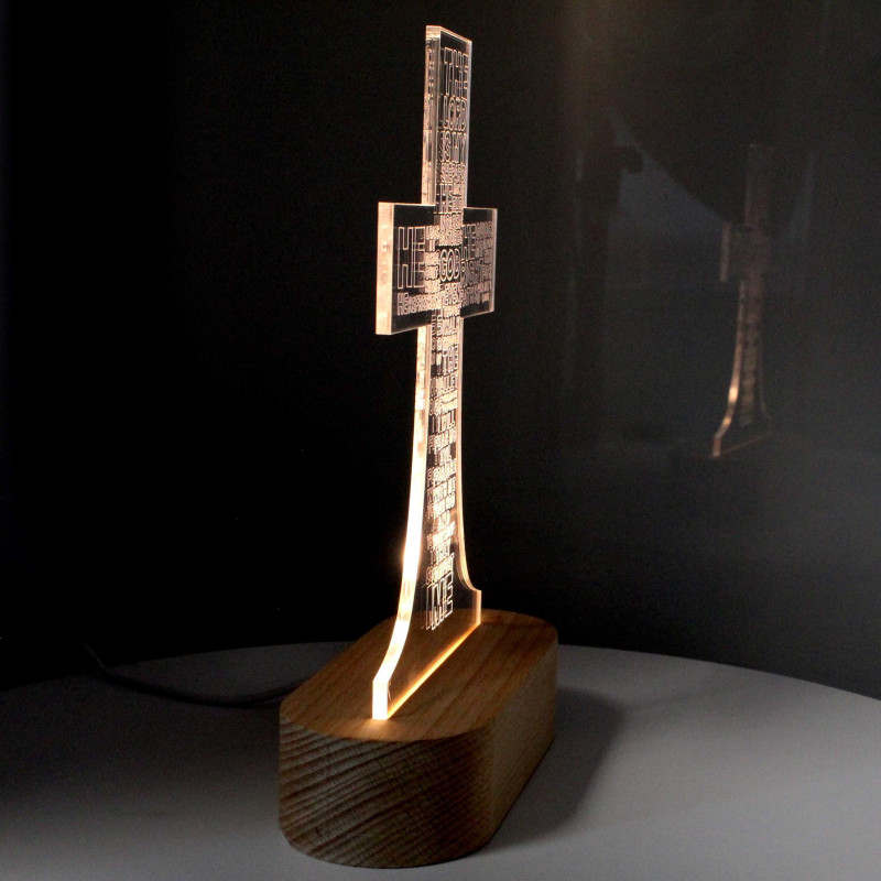 LED Cross with religious text in English - Illuminate your space with ...