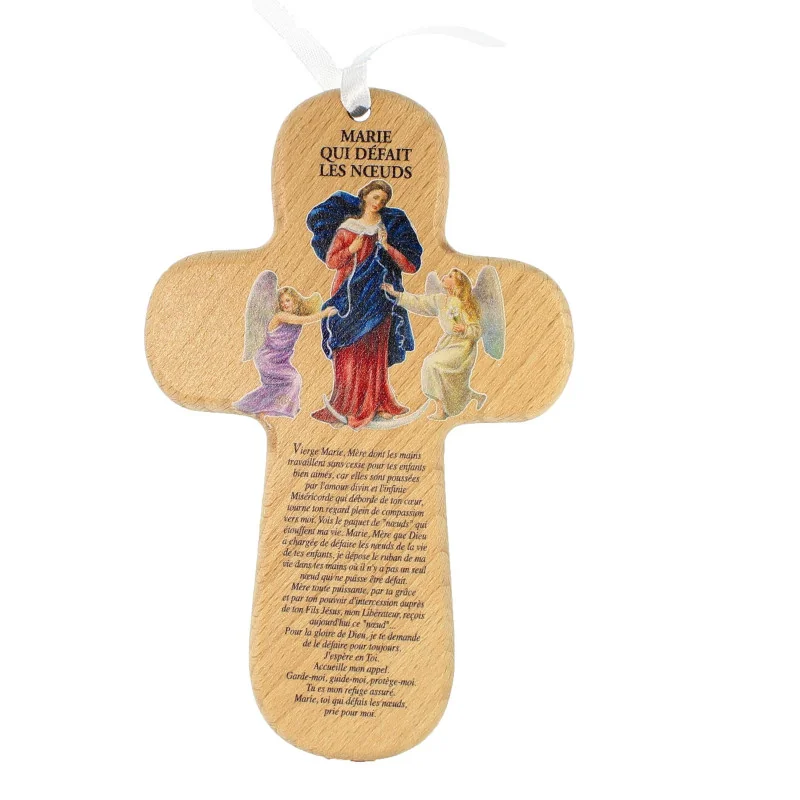 Croce di legno della Madonna che Scioglie I Nodi 15cm