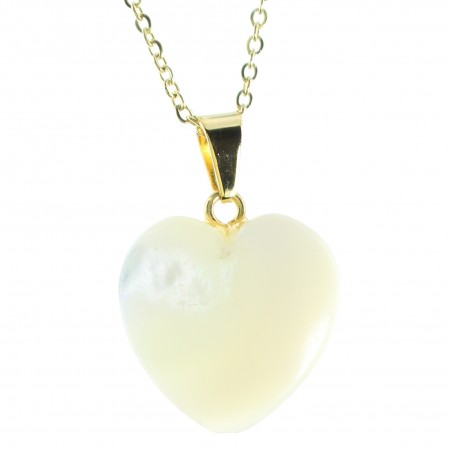 Set with Miraculous Medal pendant on 20mm pearly heart and gold chain