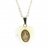 Ciondolo con Medaglia Miracolosa su cuore perlato da 20 mm e catena d'oro