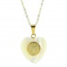 Set with pearly heart pendant and 20mm gold Saint Benoît medal