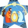Decorazione per albero di Natale della Sacra Famiglia in legno blu
