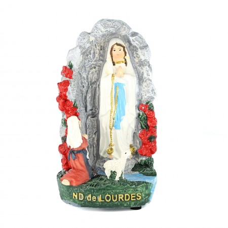 Statua con luce della Grotta di Lourdes