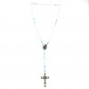 Lourdes rosary with white agate stones and blue cord