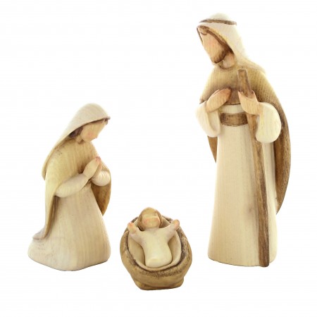 Presepe in legno colorato 3 pezzi da 12 cm