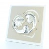 Frame of the Holy Family in silver-plated wood 17x17cm