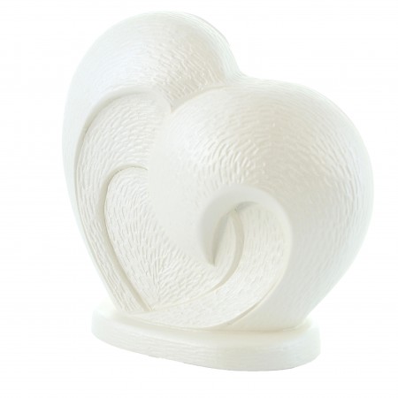 Statua a forma di cuore della Sacra Famiglia in resina bianca