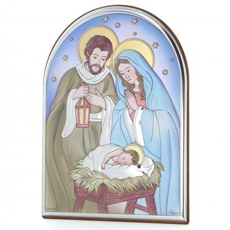 Frame of the Holy Family on coloured metal plate 15cm