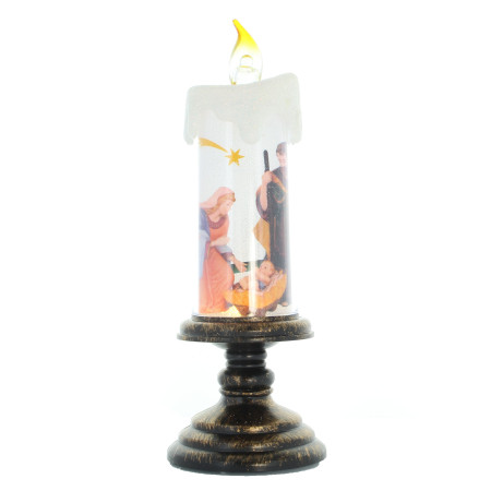 Bougeoir De L'Avent Noël - Crèche Nativité En Métal Et Bois - Décoration Rustique Pour Table Ou Cheminée - 16 Cm Ou 30 Cm