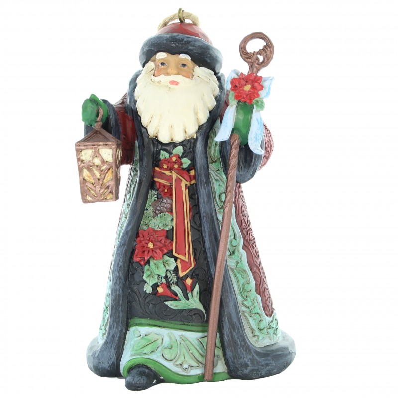 Statua di Babbo Natale con bastone e lampada 15cm