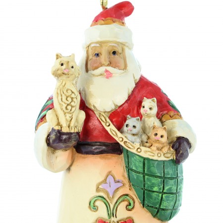 Statue du Père Noël avec un chat dans son sac de 9 cm en résine