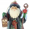 Father Christmas statue with cane and lamp 15cm