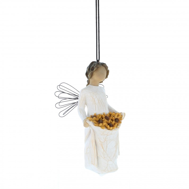 10cm resin statue of an angel carrying sunflowers