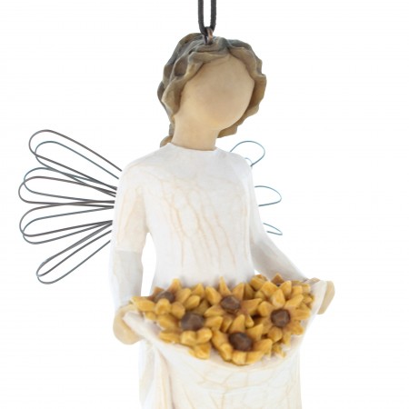 10cm resin statue of an angel carrying sunflowers