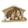 Wooden Nativity Scene 9 characters,LED lighting 15cm