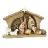 Wooden Nativity Scene 9 characters,LED lighting 15cm