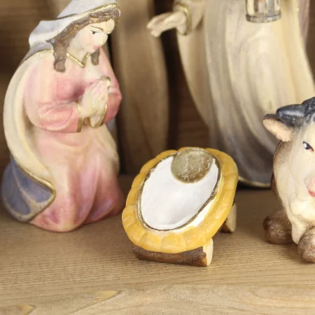 Wooden Nativity Scene 9 characters,LED lighting 15cm
