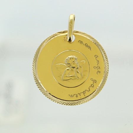 Médaille Ange gardien en or 18 carats 18mm