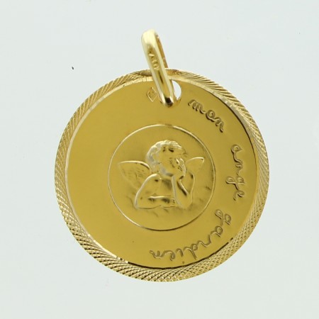 Guardian Angel medal in 18 carat gold 18mm