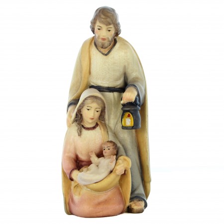 Statue de la Sainte Famille en bois coloré en 10cm