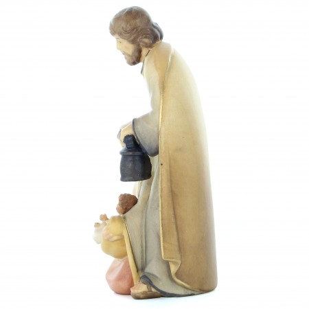 Statue de la Sainte Famille en bois coloré en 10cm