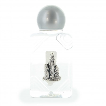 Lot de 5 Flacons en plastique 45ml d'eau de Lourdes illustré avec l' Apparition