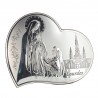 Cadre en forme de coeur de l'Apparition de Lourdes en métal argenté 21x17cm