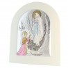 Cornice dell'Apparizione di Lourdes in legno bianco e metallo argentato 17x21cm