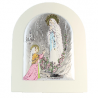 Cornice dell'Apparizione di Lourdes in legno bianco e metallo argentato 17x21cm