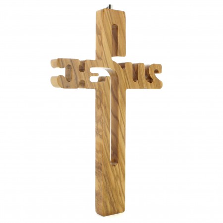 Wooden cross with inscription Jesus 21x13cm