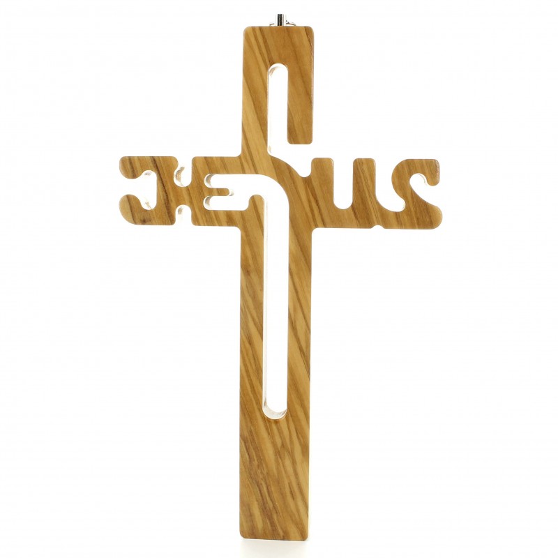 Croce in legno con iscrizione Gesù 21x13cm