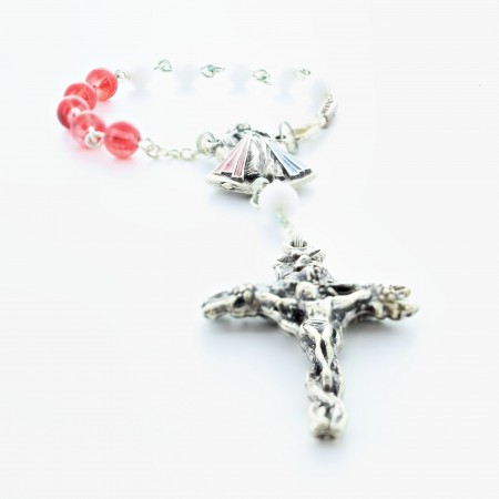 Red and white rosary of Jesus the Merciful