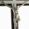 Croce di Cristo in legno e metallo argentato 16 cm