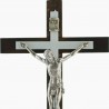 Croix du Christ en bois et métal argenté 16cm